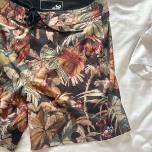 Lost Men's Floral Board Shorts - Black and Brown